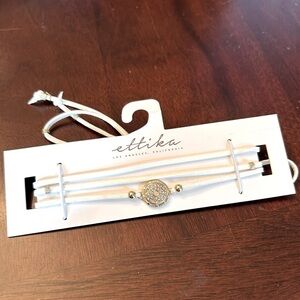 NWT Ettika REVOLVE White Multi-Strap & Gold Plated Rhinestone Evil Eye Choker
